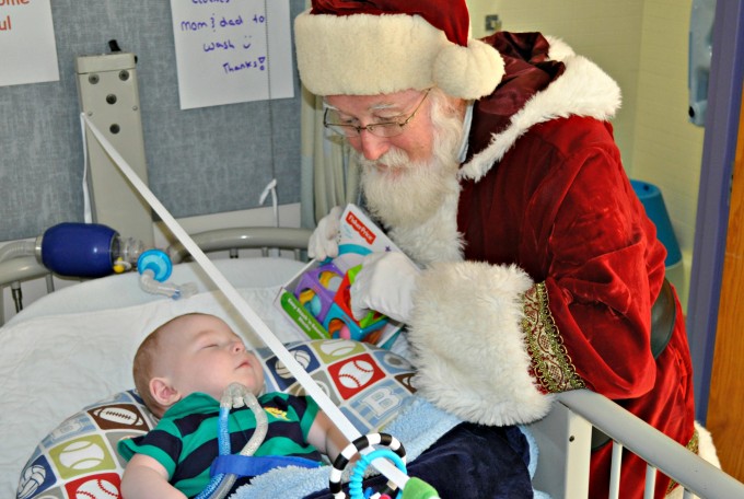 Santa Bringing a Gift to a Child