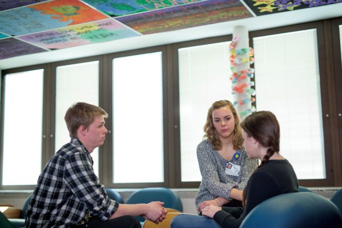 Patients in a therapy session in our Inpatient Mental Health (Unit 1) program
