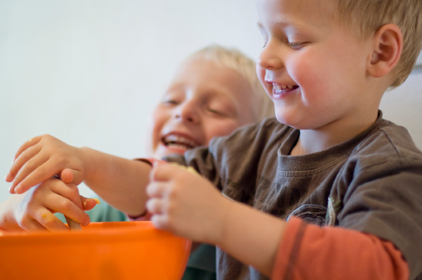 OT Sensory Play Children in Kitchen Baking