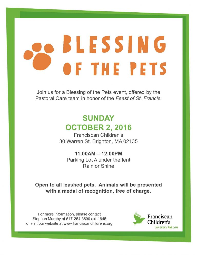 Blessing Of The Pets Franciscan Children's