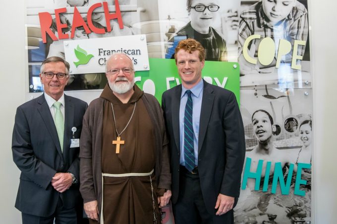 Franciscan Children's President and CEO John Nash, Archbishop of Boston Cardinal Sean O'Malley, Congressman Joe Kennedy III