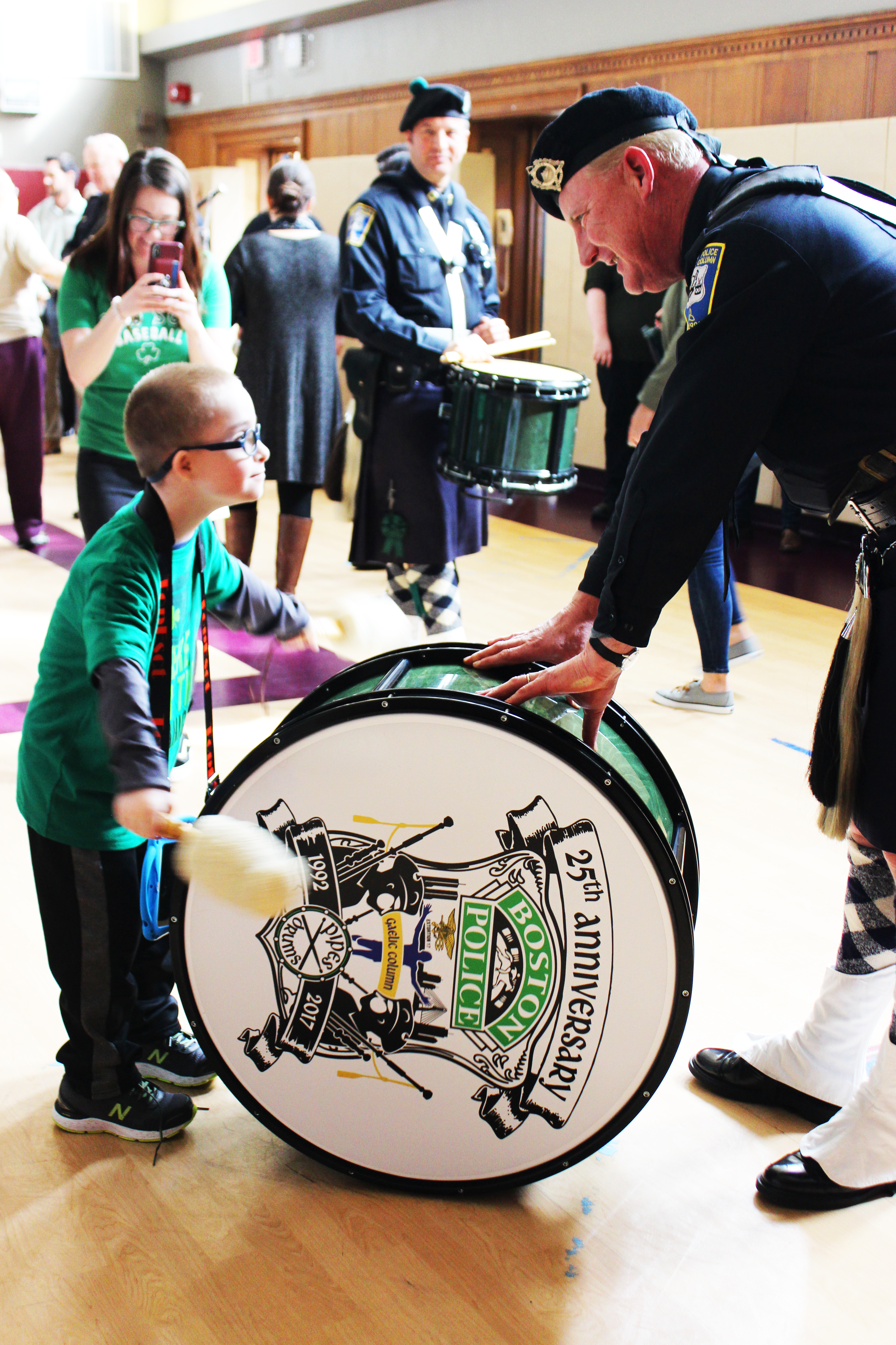 Boston Police Department perform for patients and students during their annual Pipes and Drums visit.